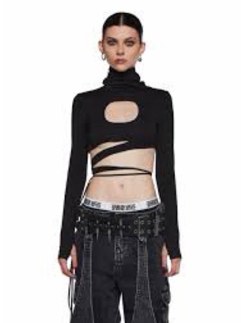 NWT DOLLS KILLS DARKER WAVS Warp Long Sleeve Wrap Top XX-Large